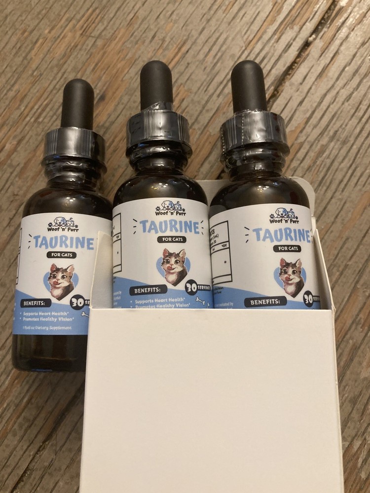 lot 3 Woof n Purr Taurine for Cats Liquid Drops Heart Vision 30 Serv Exp 04/2028