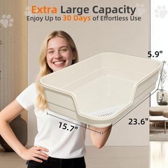 Extra Large Litter Box W/ Low Entry Jumbo Cat Litter Box Kitty & Senior Cats