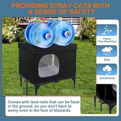 Outdoor Cat House Weatherproof Insulated Feral Cats Cozy Cushion Elevated Shelte