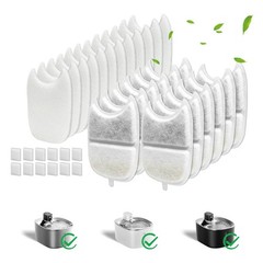 Kactoily 12 Pack Cat Water Fountain Filter & 12 Pump Sponges White