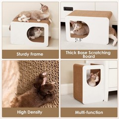 Cardboard Cat Scratcher House Corrugated Scratching Board Pad White 17 Inch