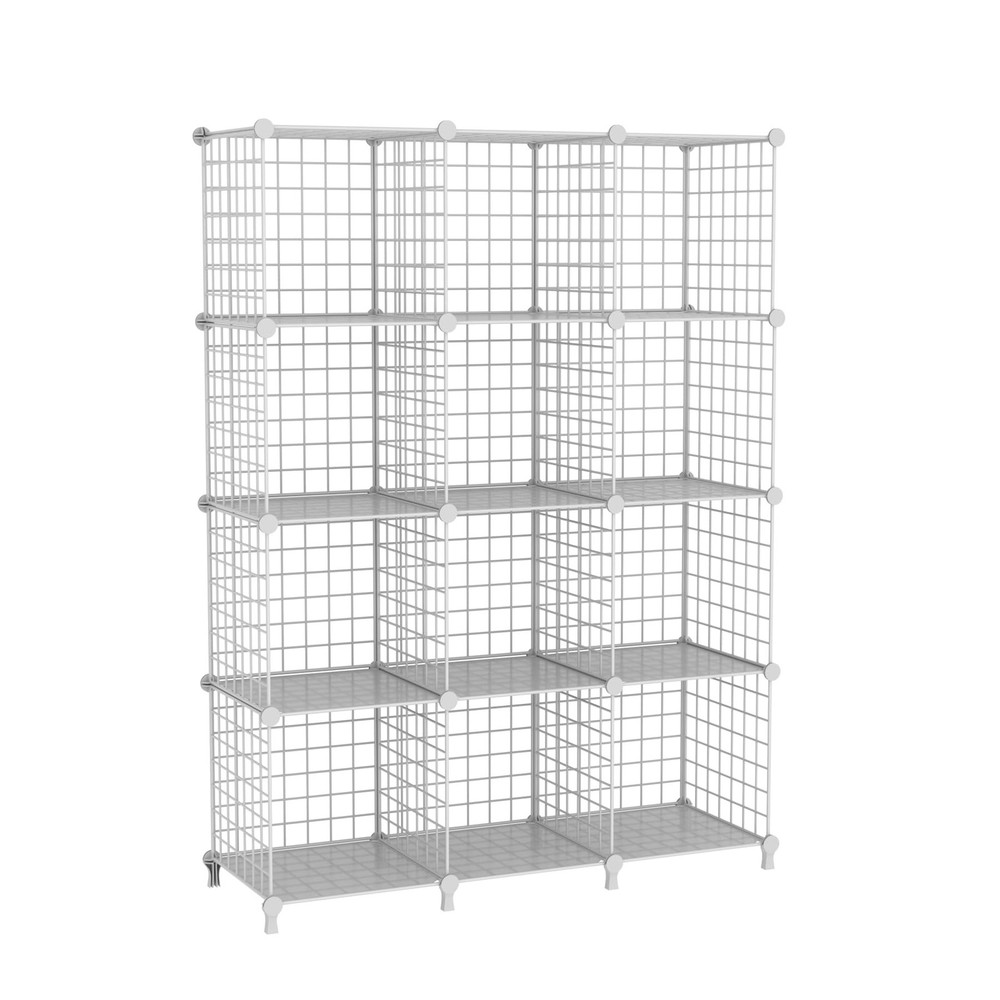 12-Cube Storage Organizer, Metal Wire Cube Shelving Unit, 11.8″ L x 11.8″ W x…