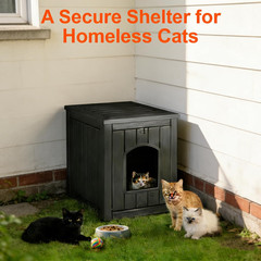 Outdoor Cat House for Indoor– All-Weather Resin Insulated Feral Cat Shelter, Dur