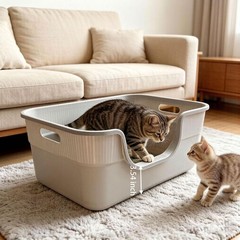 Low Entry Cat Litter Box for Senior Cats High Sides Litter Box | Large Open Top