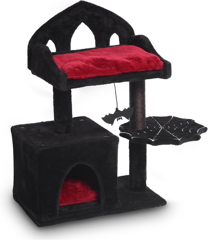 Gothic Cat Tree – 28″ Spooky Design with Throne Bed & Sisal Scratching Post