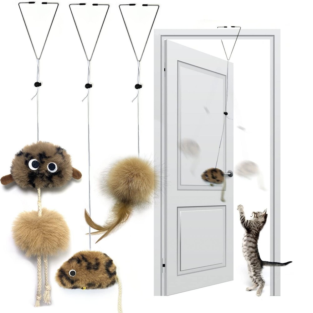 URMYONLY Cat Toys for Indoor Cats,Interactive Door Hanging 002, grey