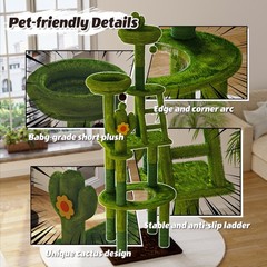 72″Cactus Cat Tree Tall Cat Tower Multi-Level Cat Activity Center for Cats
