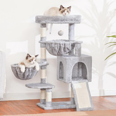 Hey-Brother Cat Tree, Cat Tower for Indoor Cats, Cat House with Large Padded Bed