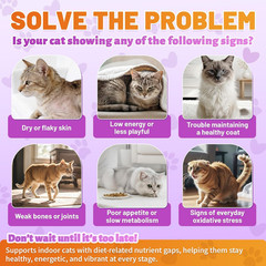 Taurine for Cats Vitamins Treats, 15 in 1 Cat Multivitamin Support Joint, Skin C