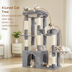 Heybly Heavy Duty Cat Tree, Tower for Indoor Cats Large Adult, Tall Cat Condo…