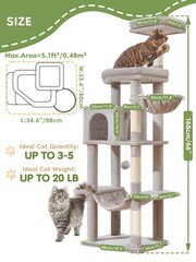 MS042W Cat Tree,66-inch Large Cat Tower with Scratching Posts, Luxurious Larg…
