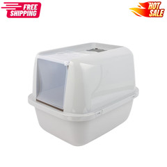 Vibrant Life Jumbo Hooded Enclosed Cat Litter Box Flip Top Gray
