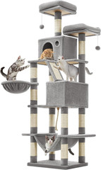 Cat Tree, 81.1-Inch Large Cat Tower, Multi-Level Plush Condo with 13 Scratching