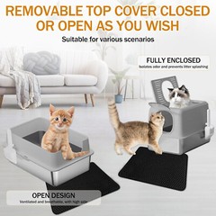 Enclosed Stainless Steel Litter Box, XXL Top Entry Litter Box for Big Cats, 1204