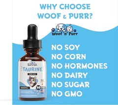 lot 3 Woof n Purr Taurine for Cats Liquid Drops Heart Vision 30 Serv Exp 04/2028