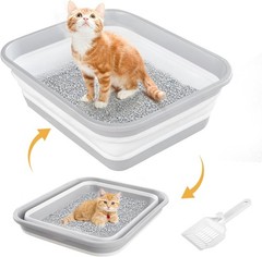 Senior Cat Litter Box Three Legged Arthritic Open Low Entry Sick Frail Handicap