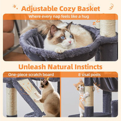 Cat Tree 71-Inch, Cat Tower for Indoor Cats Large Adult, Multi-Level Large Cat C