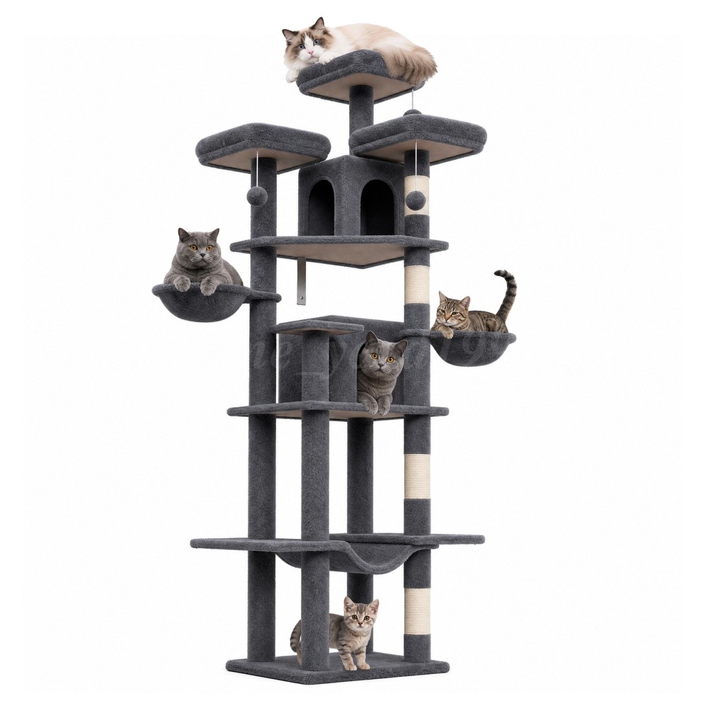 80” Large Cat Tree for Multiple Cats, Multi-Level Cat Tower for Maine Coon