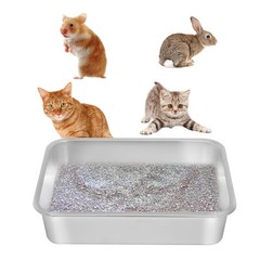 4″ Height Stainless Steel Cat Litter Box for Elderly Cats, Arthritic Cats, Sm…