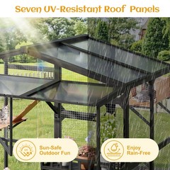 Large Outdoor Catio for 6-10 Cats, Metal Cat Cage Outdoor with Weatherproof Roof