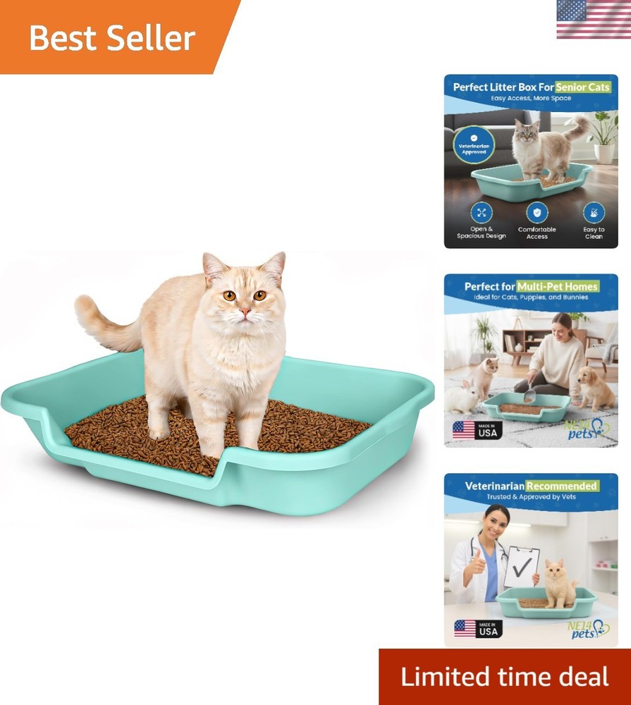 Large Green Open Top Litter Box for Senior Cats – KittyGoHere Comfort Solution
