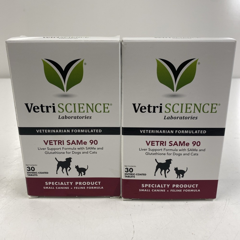 LOT x2 VetriSCIENCE Laboratories VETRI SAMe 90 Liver Support for Dogs and Cats