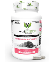 120 count Vetri Mega Probiotic Capsules Digestive Supplement for Cats & Dogs New