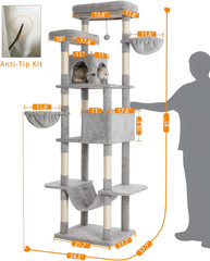 Cat Tree, 81-Inch Tall Cat Tower with Scratching Post, Plush Multi-Level Cat Con