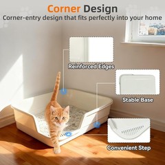 Extra Large Litter Box W/ Low Entry Jumbo Cat Litter Box Kitty & Senior Cats