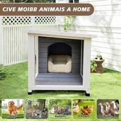 Gray Waterproof Cat House – Ventilated, Metal Supports, Spacious
