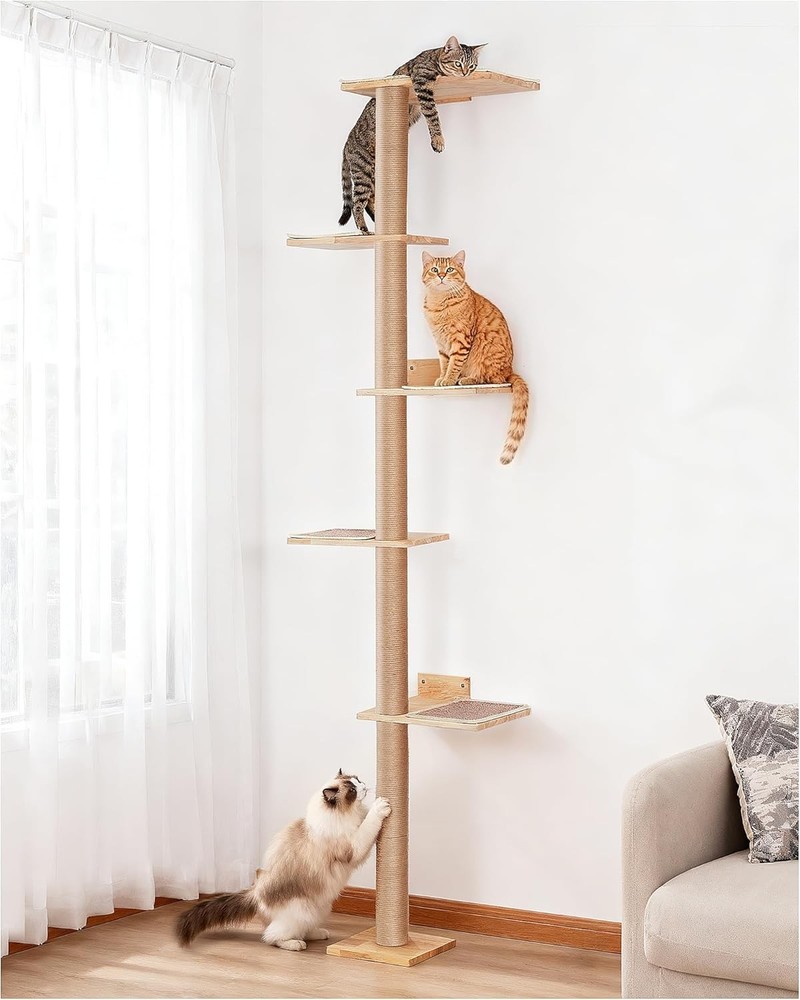 80inch Tall Cat Tree Wall Mount 15.8in Top Perch Bed Large Adult Cats Adjustable