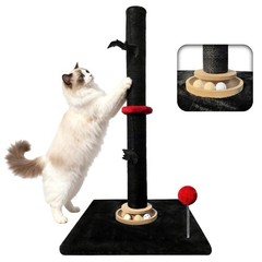 Purrzone Gothic 27” Scratching Post, Cat Scratcher Indoor, Wooden Ball Black