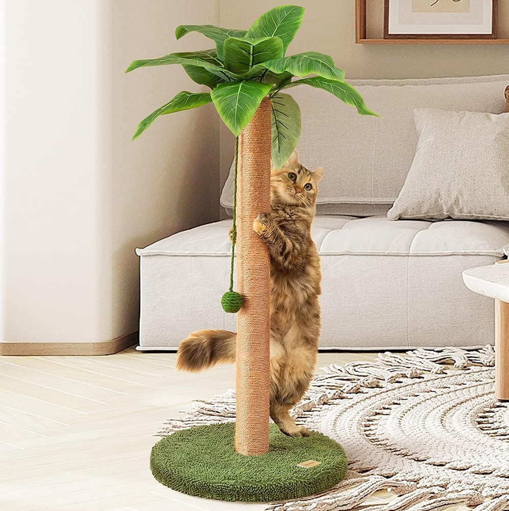 Meowoou Cat Scratching Post 33 Inch Tall Cat Scratcher for Indoor Cats Adults,Sm