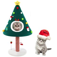 Dansydaisy 36.6 Inch Christmas Cat Tower with Scratching Post and green