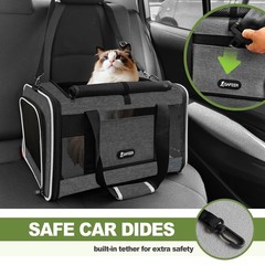 GAPZER Cat Carrier 18x11x11 Top Load Soft Pet Travel Bag Over 15 Medium, Grey