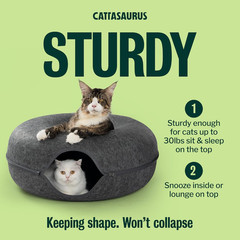 Peekaboo Cat Cave Donut for Multiple & Large Cats up to 30-45 Lbs, 3-In-1 Self W