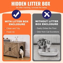 Top Load 150lb Cat Litter Box Cabinet 47.2×18.5×19.7in Two Room Design Greige