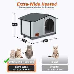 Insulated Heated Cat House Indoor/Outdoor, Weatherproof Cat House with Heated Pa