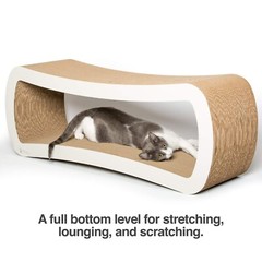 PetFusion Jumbo Cat Scratcher Lounge, White. 39 x 11 x 14 inch 4 Cardboard Sc…