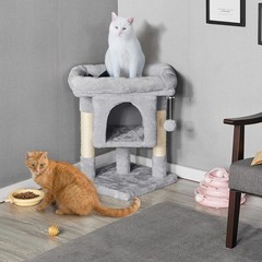 Cat Tree with Extra Large Plush Perch, Soft Cat Condo & Scratching Posts, Gray