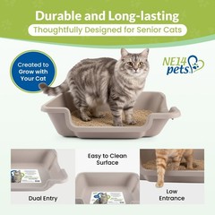 Large Open-Top Cat Litter Box – Easy Entry Low Entrance Pan for Seniors & Arthri