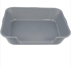 1 Extra-Large Cat Litter Box (ABS Plastic),Low-Entry Senior Cat Litter Box Grey