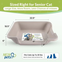 Large Open-Top Cat Litter Box – Easy Entry Low Entrance Pan for Seniors & Arthri