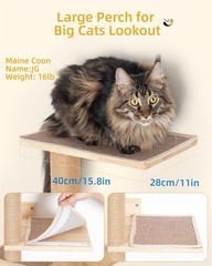 80inch Tall Cat Tree Wall Mount 15.8in Top Perch Bed Large Adult Cats Adjustable