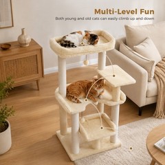 PAWZ Road Multi-level Cat Tree for Large Cats Cat Tower with Top Large Perch Bed