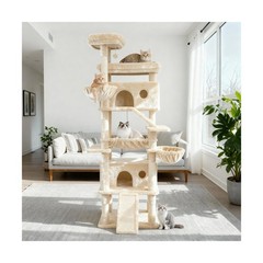 80 Inch Cat Tree, Large Cat Tower with 9 Scratching Posts, 2 Perches, 2 Caves…