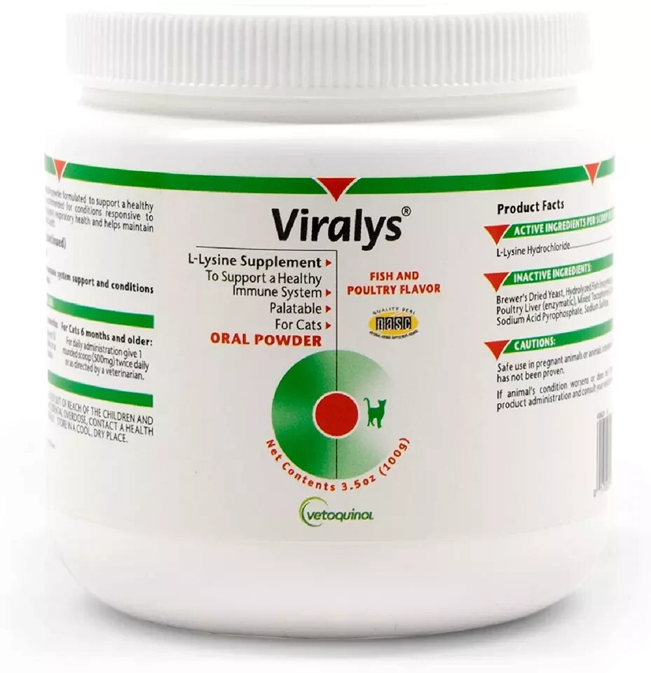 Vetoquinol Viralys L-Lysine Supplement for Cats, 3.5Oz/100G (Exp: 09/2025) NEW