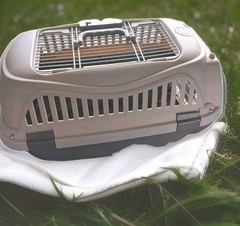 Whisker City Cat Carrier and Kennel – Front Load 22″W x 12″H x 12″D Gray Taupe