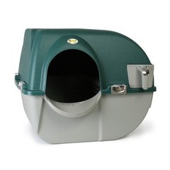 Omega Paw Roll N Clean Self Cleaning Enclosed Cat Litter Box, Green (Open Box)