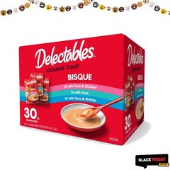Hartz Delectables Bisque Lickable Wet Cat Treats Variety Pack, 30 Count